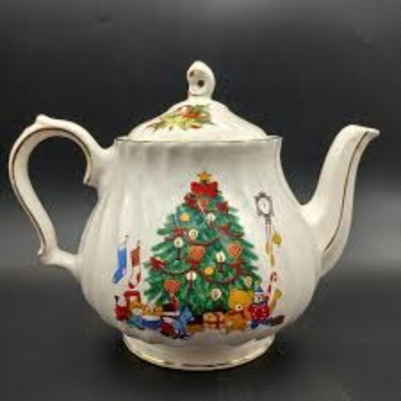 Vtg Sadler Windsor Teapot Christmas Tree Gold Trim Made In England | Collectible - Picture 6 of 6